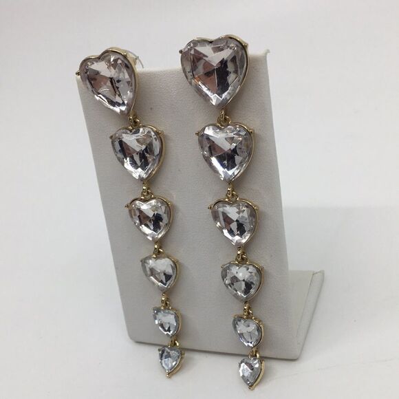 Sugarfix by Bauble Bar Heart Long Dangle Bling Earrings - Picture 2 of 14